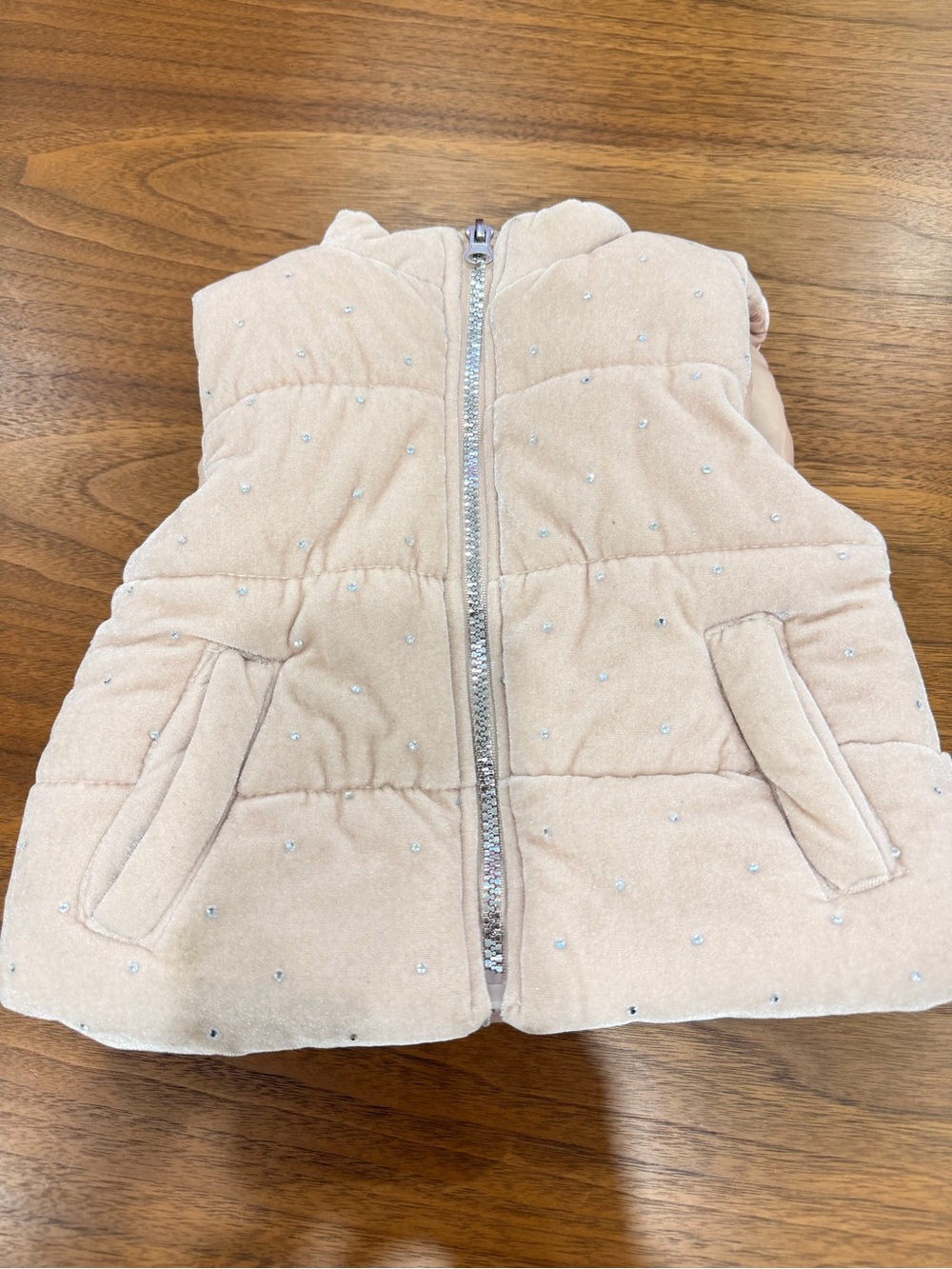 Little Lass Light Pink Quilted Vest with Sparkle Zipper